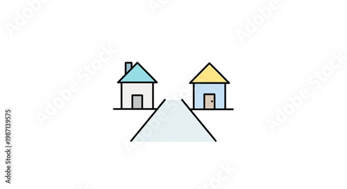 Two houses on opposite sides road.