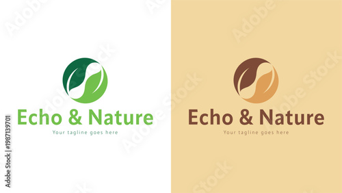 minimalist echo business logo, modern nature logo, abstract logo, organic leaf brand identity, modern green energy emblem, abstract ecology, sustainable environment symbol, natural wellness branding