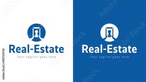 minimalist real estate logo, business logo, modern abstract logo, property dealer, house lock icon, security home symbol, construction company branding