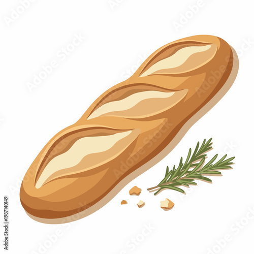 A freshly baked artisanal bread loaf adorned with rosemary, emphasizing texture and comfort. This image captures the essence of culinary craftsmanship and home baking.