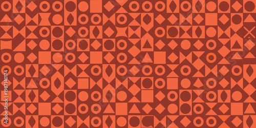 Abstract geometric pattern with repeating shapes in shades of orange