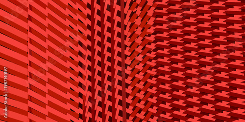 Abstract red geometric pattern with repeating linear and block shapes