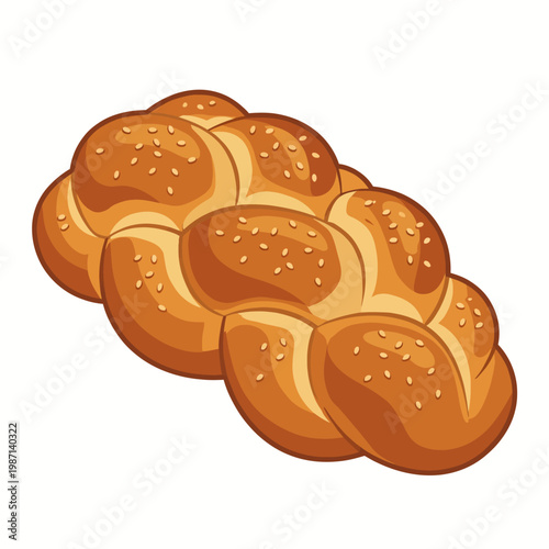 The image showcases a beautifully braided loaf of challah bread, adorned with sesame seeds, embodying tradition, comfort baking, and festive gatherings.