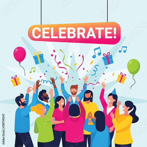 Diverse Group of People Celebrating Together.