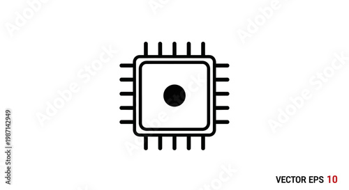 A black and white icon of a microchip.