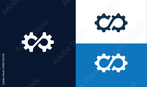 Interlocking gear and wrench icons in various color schemes