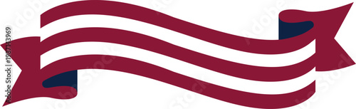Maroon and White Striped Ribbon Banner memorial day