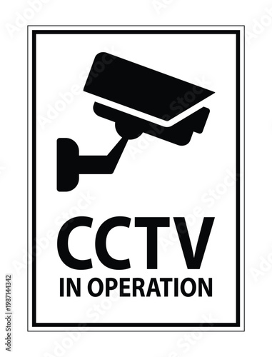 Security Camera Warning Sign Displaying Surveillance in Operation Notice