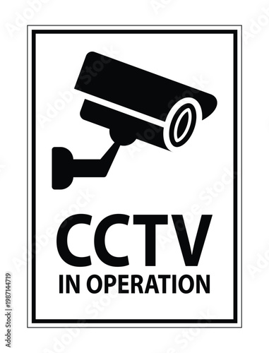 CCTV Surveillance Sign with Security Camera Icon for Safety Precautions