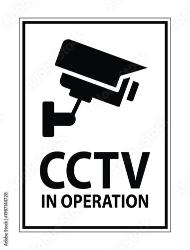 CCTV Security Camera Sign for Monitoring and Surveillance Systems