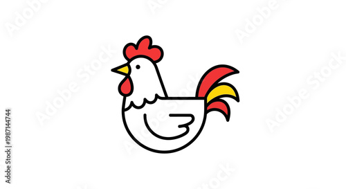 A cartoon drawing of a white rooster.
