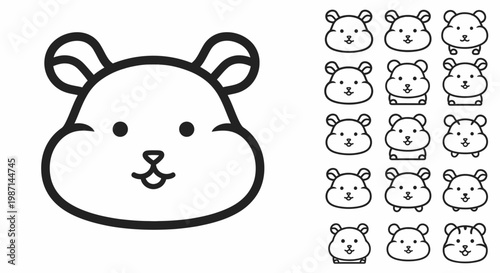 Cute cartoon hamster face illustrations.