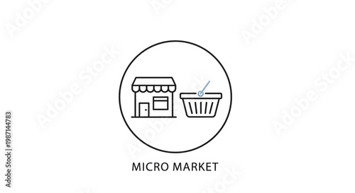 Micro market shopping store icon.