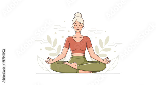 Woman in yoga lotus position meditating.