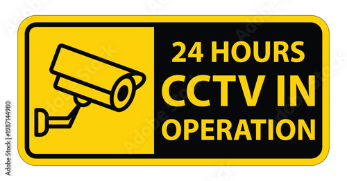CCTV Camera Warning Sign for Security Monitoring and Surveillance Use