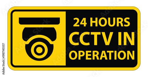 24 Hours CCTV Surveillance Sign for Security and Monitoring Use