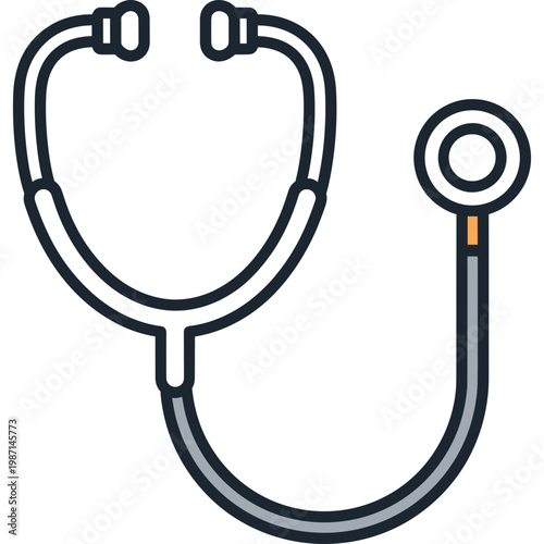 A stethoscope lies on a surface for medical examination purposes.