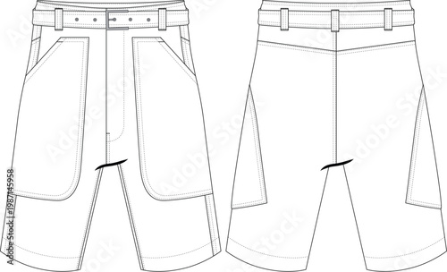 Men Man Belted Cargo Short 