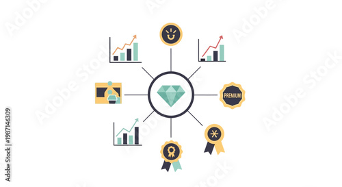 Business Strategy Diagram with Graphs.