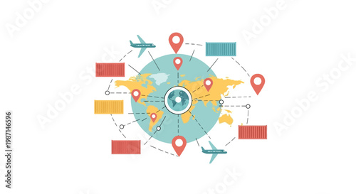 Global Logistics Network Connections Map.