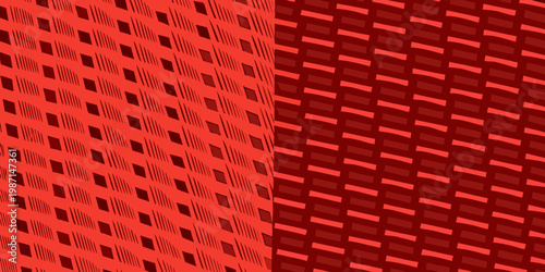 Abstract geometric patterns in shades of red and orange hues