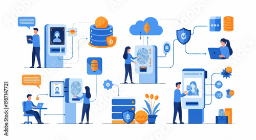 Digital Banking and Financial Technology Services Illustration.
