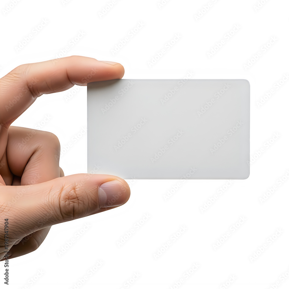 Obraz premium Hand holding a blank white tablet or digital display device isolated on transparent background