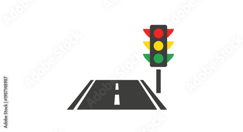 Traffic light on a road.