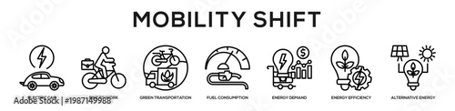 Mobility Shift web banner icon illustration concept
