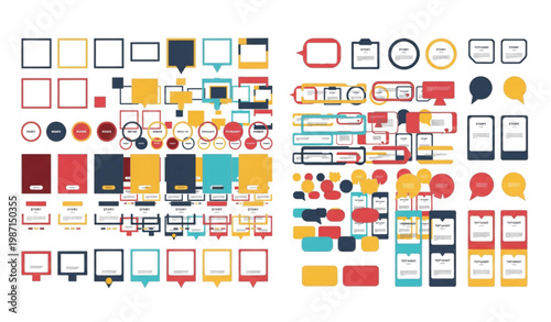 Colorful social media marketing template vector pack with modern post and story design elements isolated on white