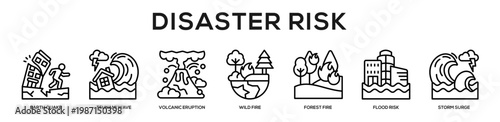 Disaster Risk web banner icon illustration concept