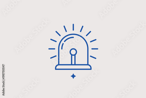 Emergency alarm siren with flashing light rays for immediate alerts. Bold Vector Illustration and line icon is perfect for security warnings, fire alarms, and police sirens.