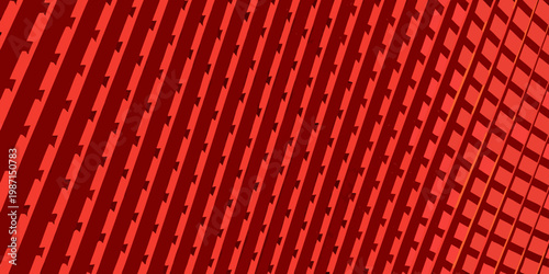 A vibrant red background featuring a repeating diagonal striped pattern