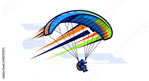 Colorful paraglider flying in sky