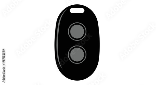 Minimalist Black Car Key Fob Illustration with Buttons and Loop for Modern Remote Access