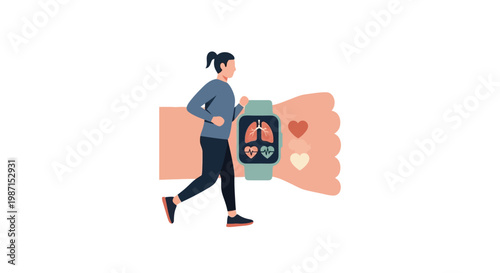 Woman wearing smartwatch while running.