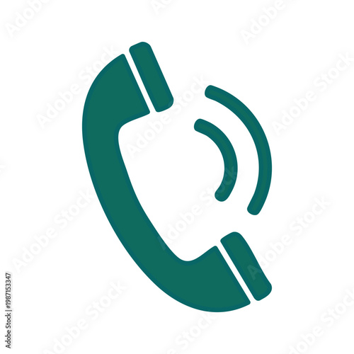 Eco-Friendly Green Telephone Handset: Modern Sustainable Communication and Contact Icon Design