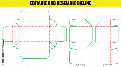 Customizable square box die line templates for small product packaging and versatile gifting solutions