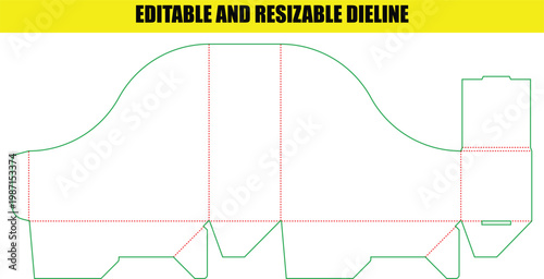Elegant curved top display box die line template for premium product packaging and stylish retail presentation