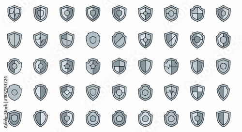 Collection of Shield Icons Representing Security and Protection.