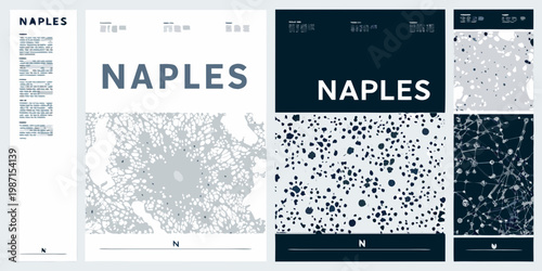 Naples map variations abstract designs and textual information displayed