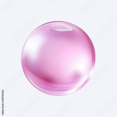 Transparent glass sphere, glossy crystal ball, light glow effect, abstract white background.