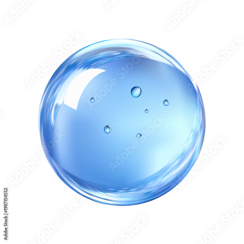 Transparent glass sphere, glossy crystal ball, light glow effect, abstract white background.