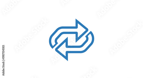 Minimalist Blue Circular Arrows Logo Representing Cycle, Process, or Reiteration