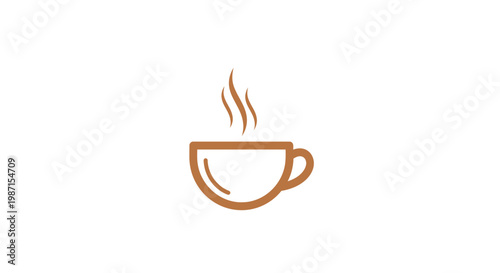Minimalist coffee cup icon illustration design with steam on white background