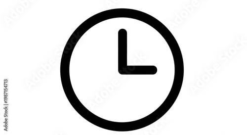 Minimalist Clock Icon Indicating Time with Hour and Minute Hands at Quarter Past