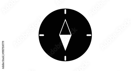 Minimalist compass illustration in black and white indicating direction and navigation