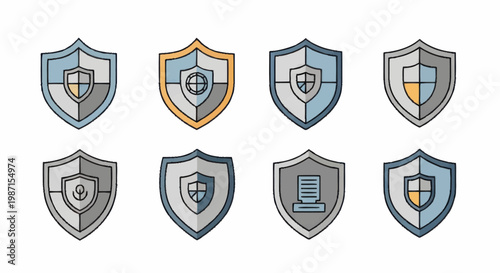 Collection of Shield Icons Representing Security and Protection.