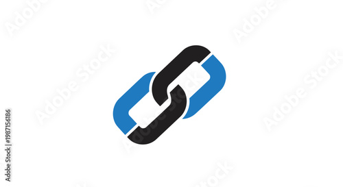 Abstract illustration of two interlocked links, modern logo for connection and technology