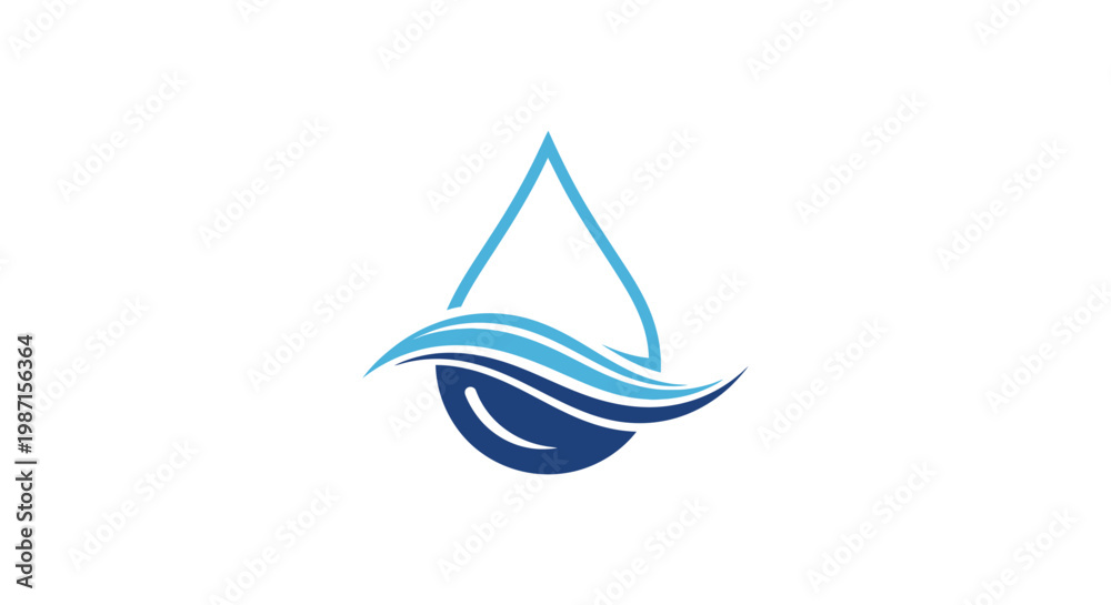 Fototapeta premium Abstract water droplet logo design representing hydration and natural elements